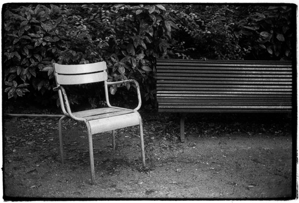Chairs in Jardin du Luxembourg, 1984-87. 15 photographs, possibly more about human relations than about some chairs in a parc in Paris